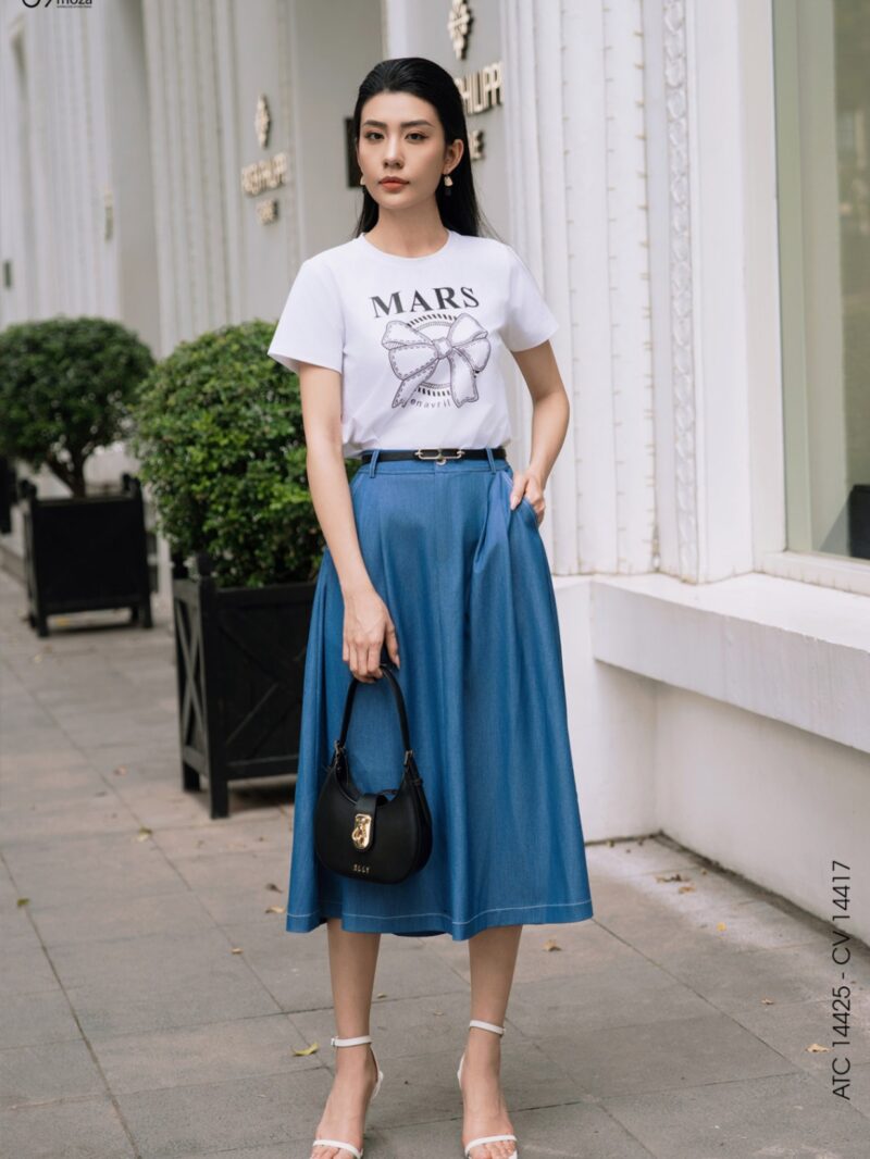 Chân váy denim dáng xòe 25S12CVX14417-2