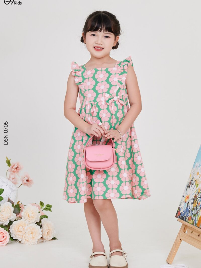 Váy liền sát nách dáng xòe chất liệu thô họa tiết 24S17BĐSN0705-2