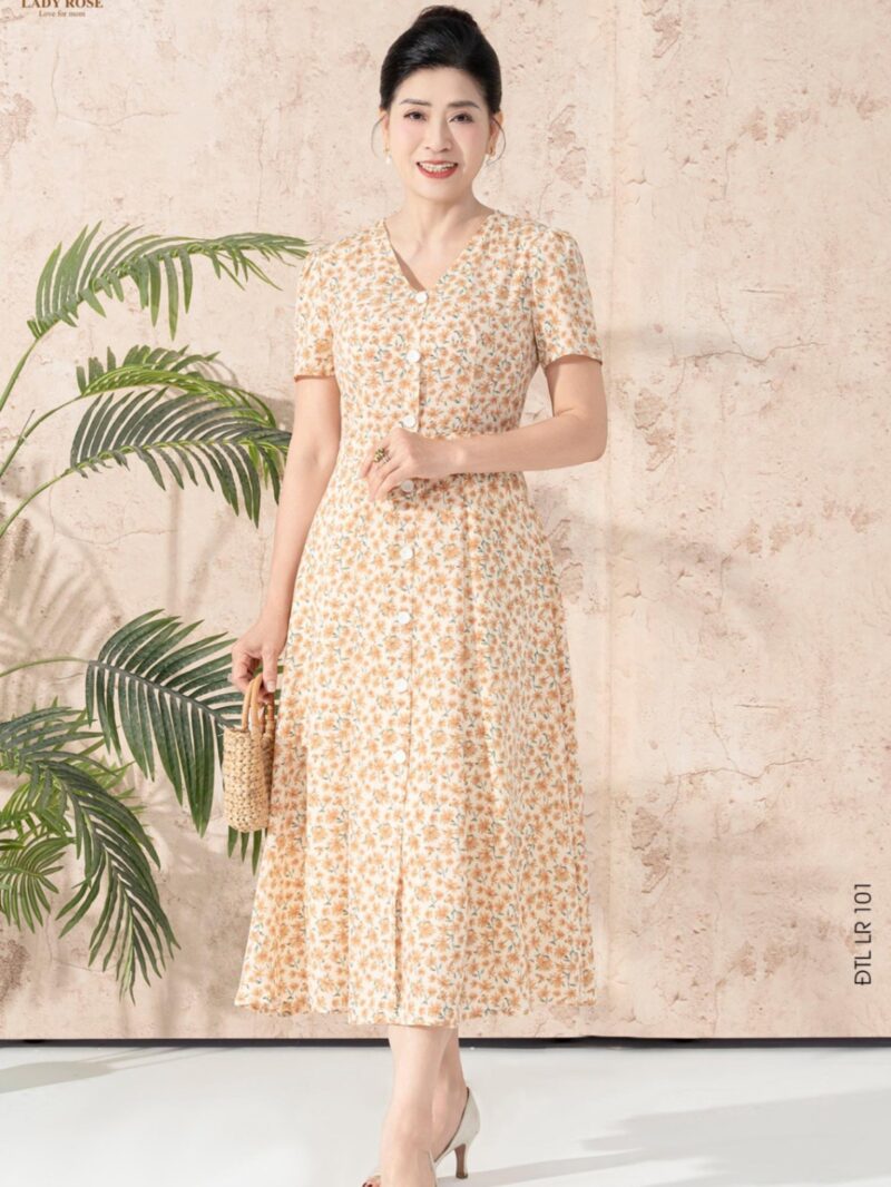 Đầm tay ngắn dáng xòe chất lụa hàn cao cấp 25S17ĐTCLR101-2