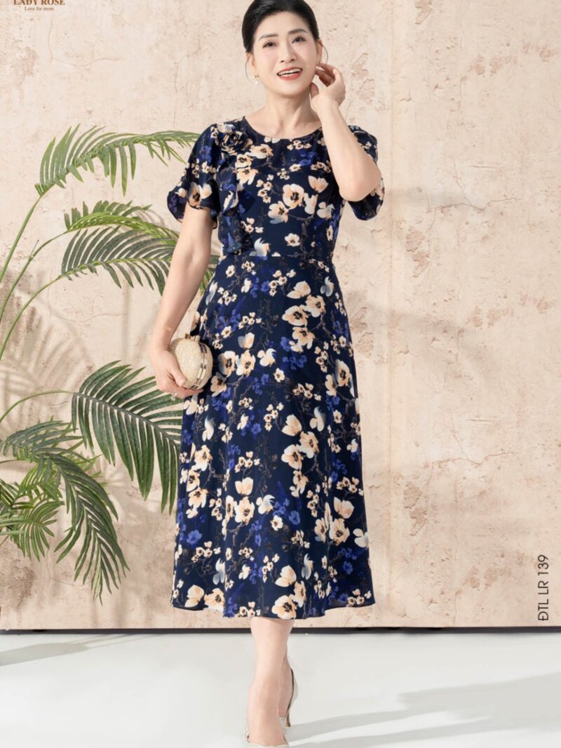 Đầm tay ngắn dáng xòe chất liệu đũi hàn 25S56ĐTCLR123-2