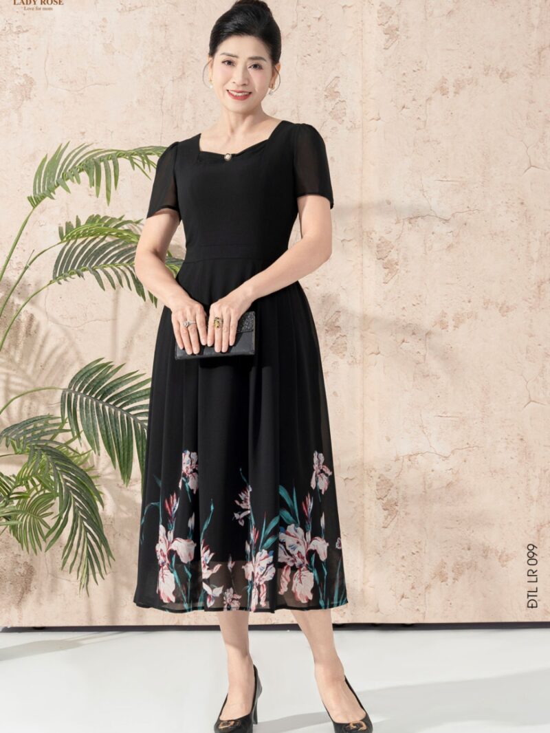 Đầm tay ngắn dáng xòe chất liệu chiffon 25S56ĐTCLR099-1