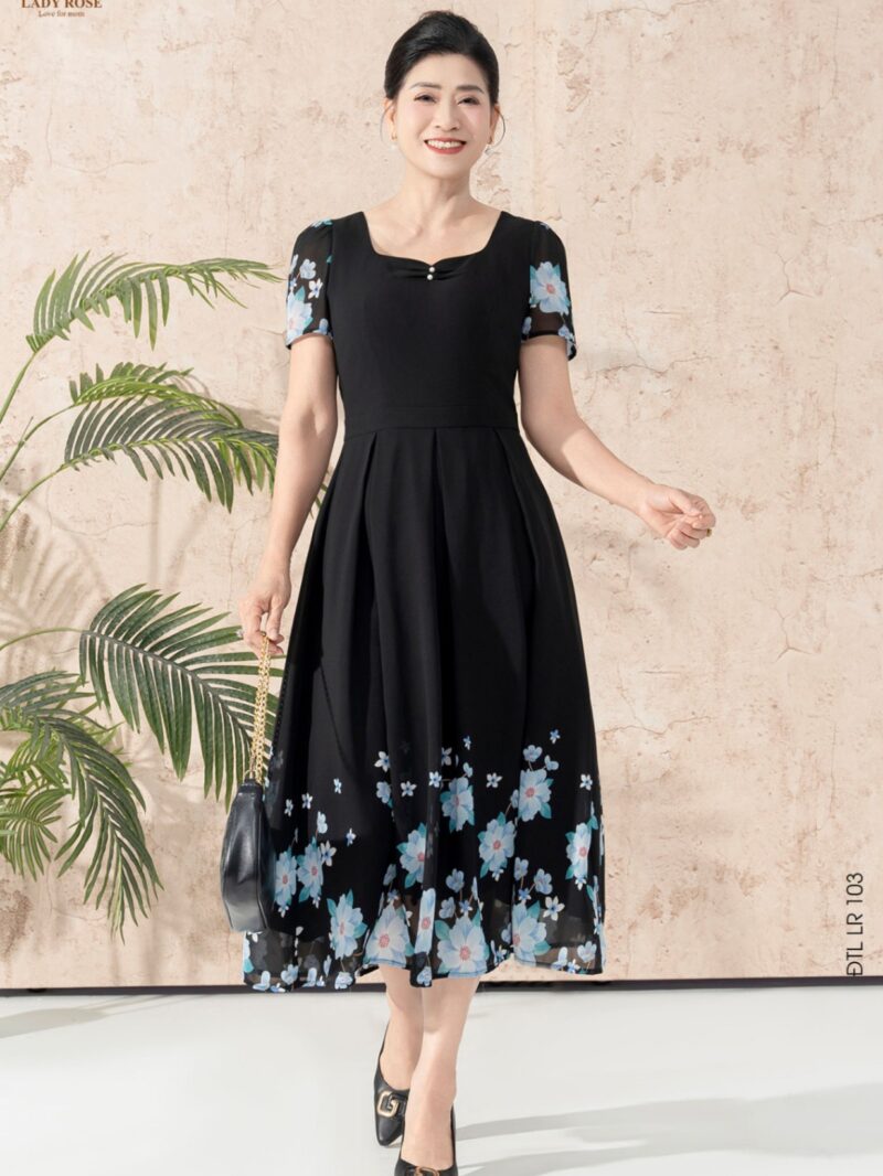 Đầm tay cộc dáng xòe chất liệu chiffon 25S52ĐTCXLR103-2