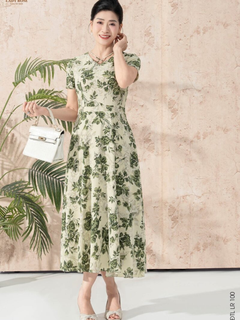 Đầm tay cộc dáng xòe chất liệu lụa hàn 25S52ĐTCXLR100-1