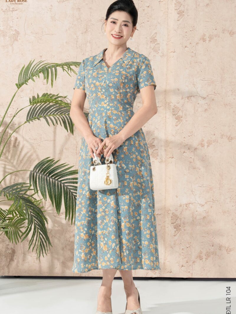 Đầm tay ngắn dáng xòe chất liệu đũi hàn 25S57ĐTCXLR104-2