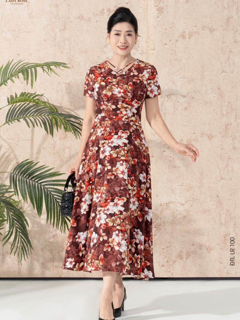 Đầm tay cộc dáng xòe chất liệu lụa hàn 25S52ĐTCXLR100-2