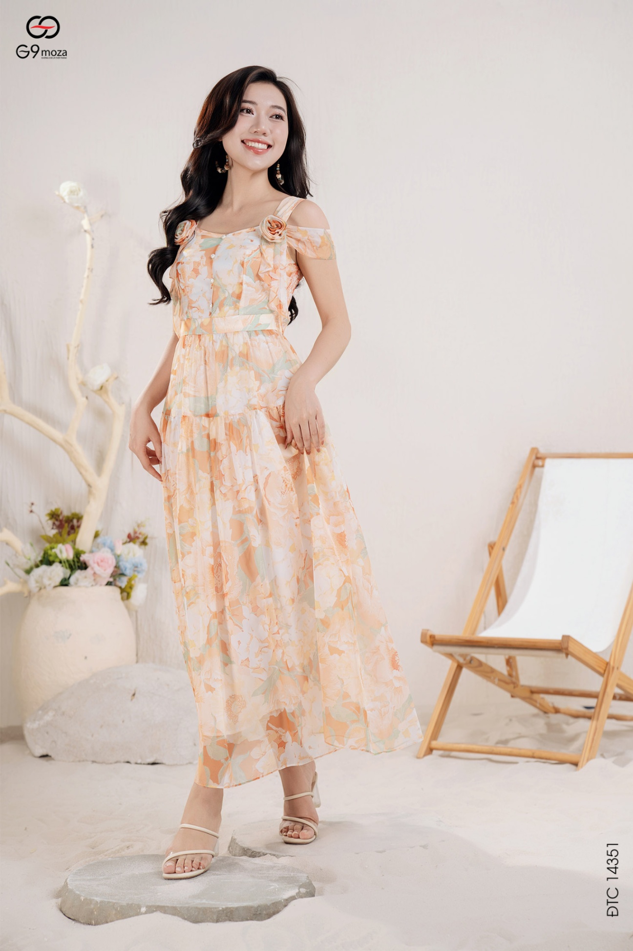 Váy maxi hai dây đính hoa 3D 25S56ĐTC14351-1