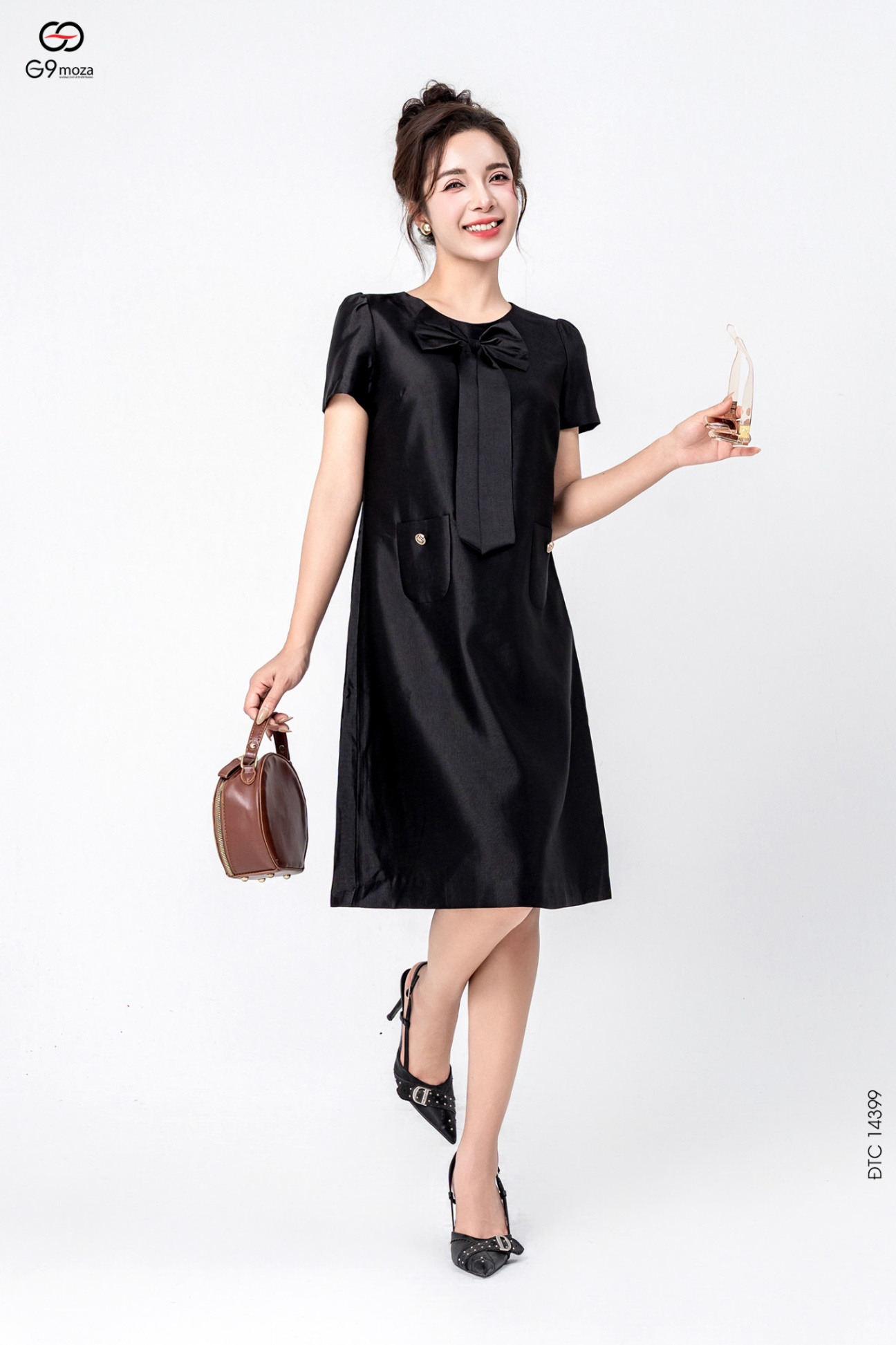 Đầm tay cộc dáng suông phối nơ 25S11ĐTCS14399-1