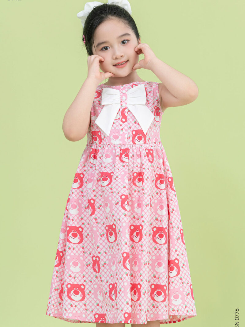 Váy sát nách dáng xòe phối nơ chất liệu thô mềm 25S17BĐSN0776-1